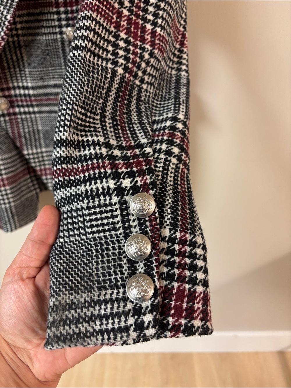 Vintage-Inspired Bagatelle Plaid Double-Breasted Blazer L NWT - Picture 8 of 16